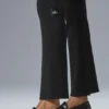 Denim gebreide High-Waist broek met uitlopende pijpen - Zwart/Antraciet