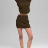 Denim gebreide High-Waist rok - Espresso/Zwart