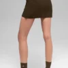 Denim gebreide High-Waist rok - Espresso/Zwart