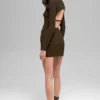 Denim gebreide High-Waist rok - Espresso/Zwart