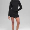 Denim gebreide High-Waist rok - Zwart/antraciet