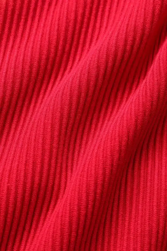 Denim-gebreide rugloze trui met lange mouwen - Felrood