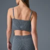 Denim gebreide tanktop met jarretelles - staalgrijs/antraciet