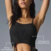 Denim gebreide tanktop met jarretelles – Zwart/Antraciet