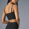 Denim gebreide tanktop met jarretelles – Zwart/Antraciet
