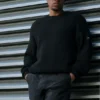 Domain geribde crew-trui - Zwart