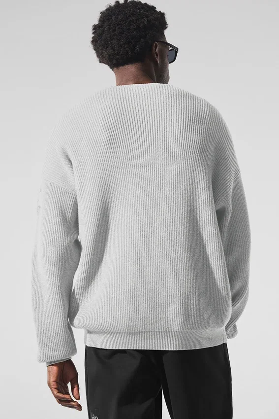 Domain ribgebreide trui met ronde hals - Athletic Heather Grey