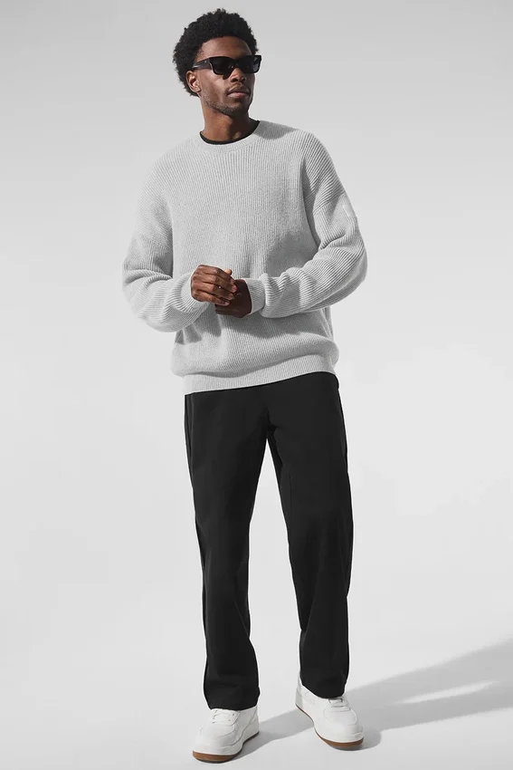 Domain ribgebreide trui met ronde hals - Athletic Heather Grey