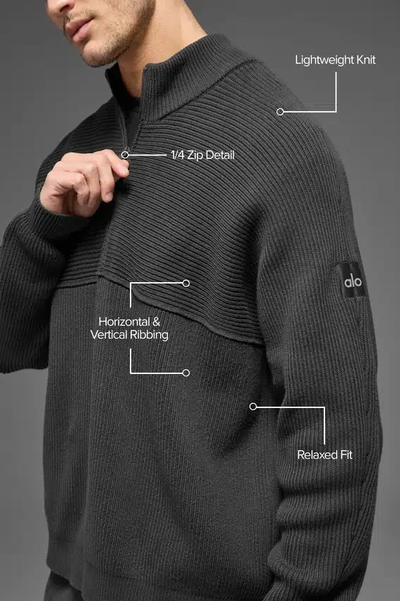 Domain Shift geribbelde trui met 1/4 rits - Anthracite