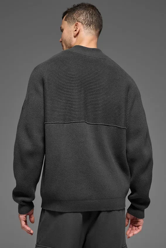 Domain Shift geribbelde trui met 1/4 rits - Anthracite