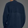 Domain Shift geribde trui met 1/4 rits - Marineblauw