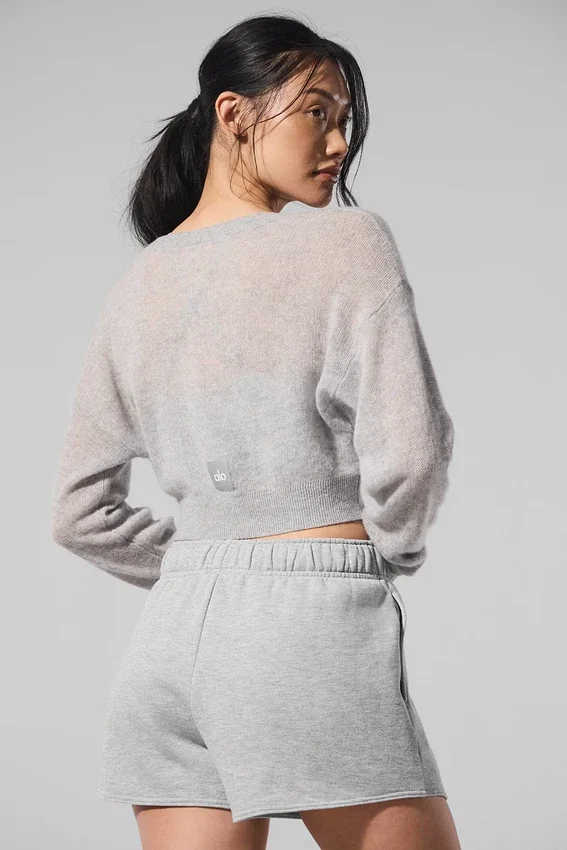 Doorschijnend kasjmier kort vest - Athletic Heather Grey