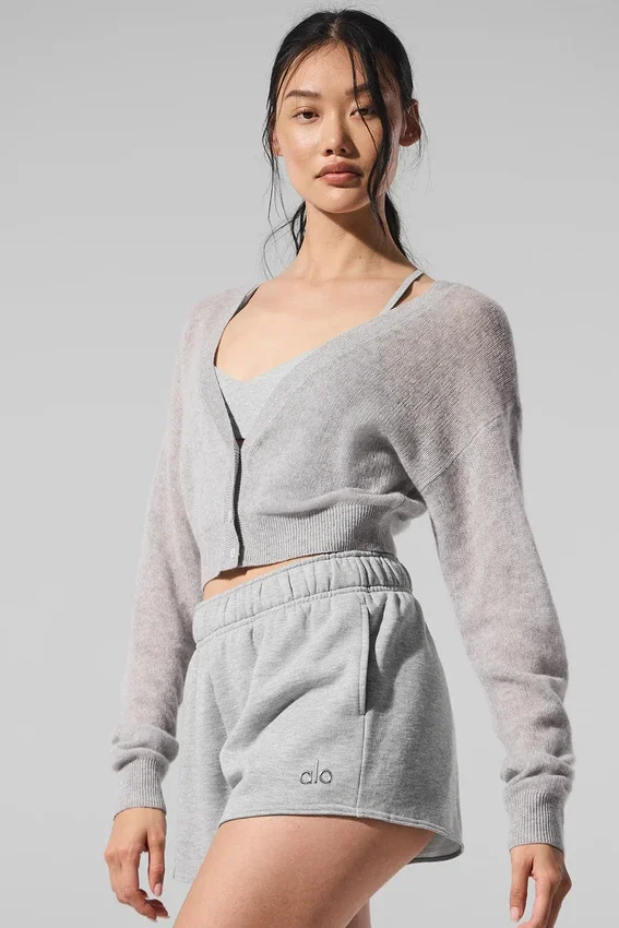 Doorschijnend kasjmier kort vest - Athletic Heather Grey
