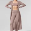 Doorschijnend lang kasjmier vest - taupe