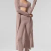Doorschijnend lang kasjmier vest - taupe