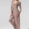 Doorschijnend lang kasjmier vest - taupe