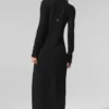 Doorschijnend lang kasjmier vest - Zwart