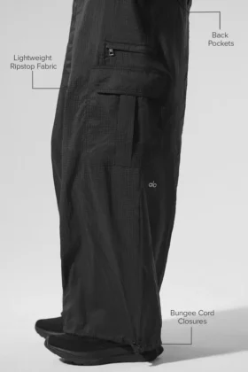 Doorschijnende Game Time-leggings met wijde pijpen – Zwart