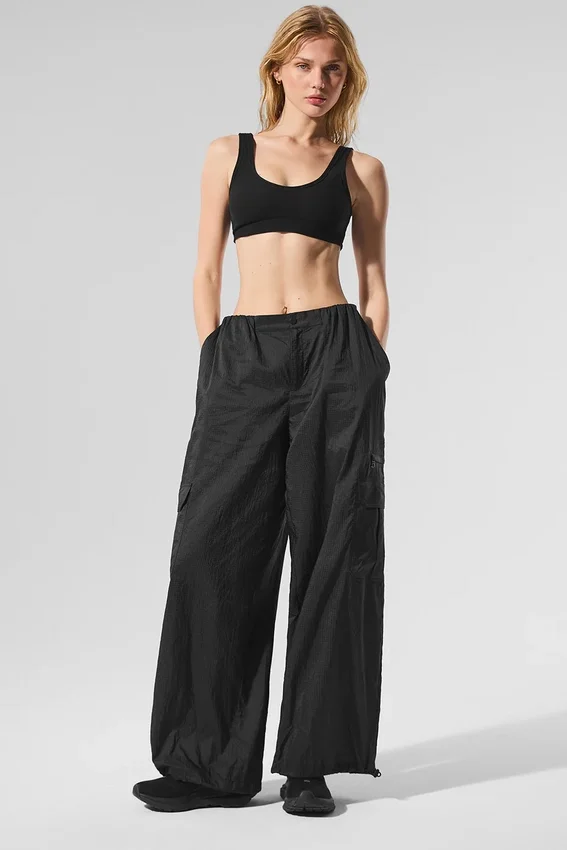 Doorschijnende Game Time-leggings met wijde pijpen - Zwart