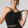 Doorschijnende kasjmier tanktop - Zwart