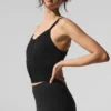 Doorschijnende kasjmier tanktop - Zwart