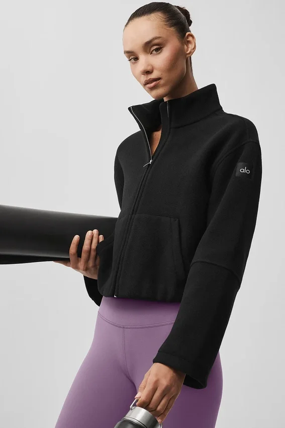 Double Face Wool City Girl-jas - Zwart