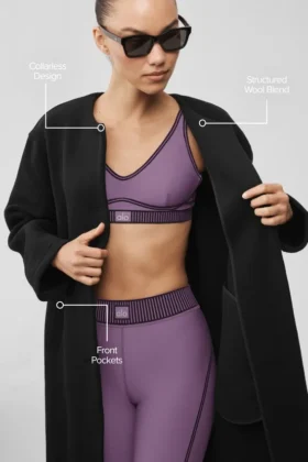 Double Face Wool City Girl lange jas – Zwart