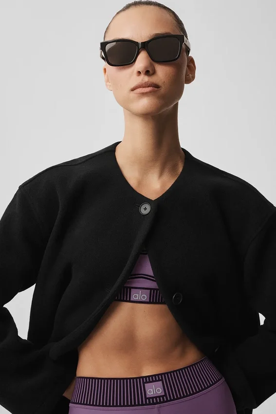 Double Face Wool City Girl lange jas - Zwart