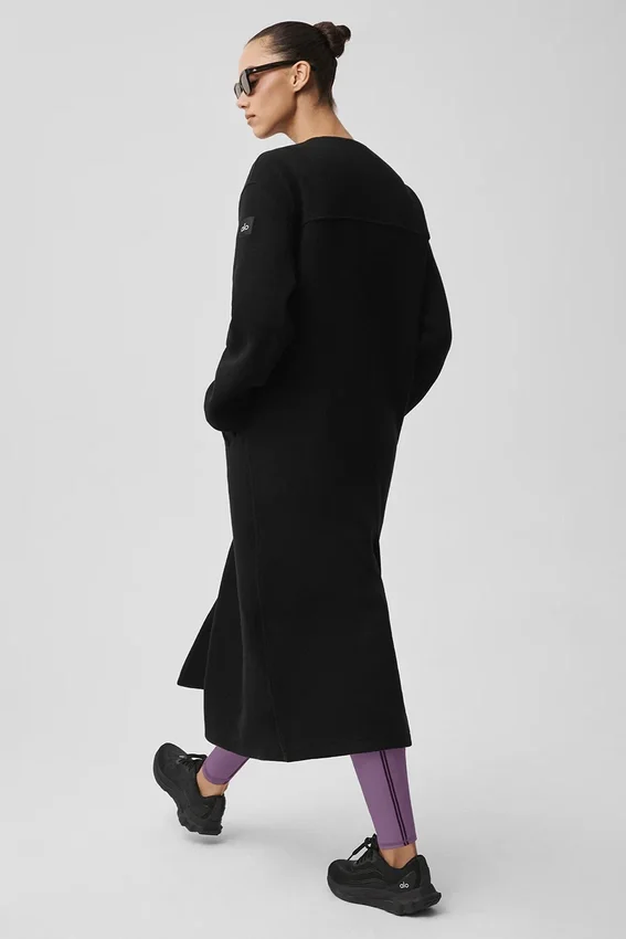 Double Face Wool City Girl lange jas - Zwart
