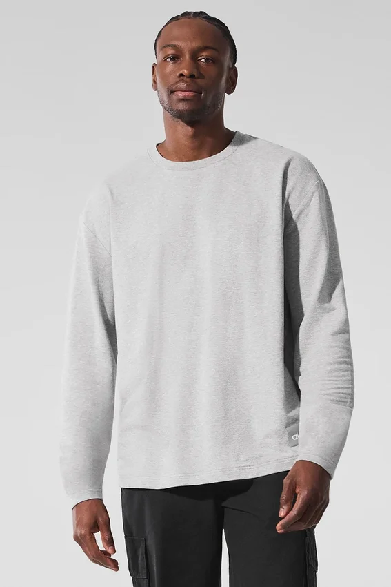 Double Take met lange mouwen en ronde hals - Athletic Heather Grey