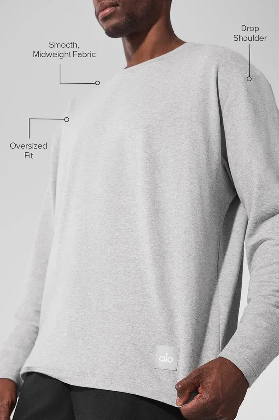 Double Take met lange mouwen en ronde hals - Athletic Heather Grey