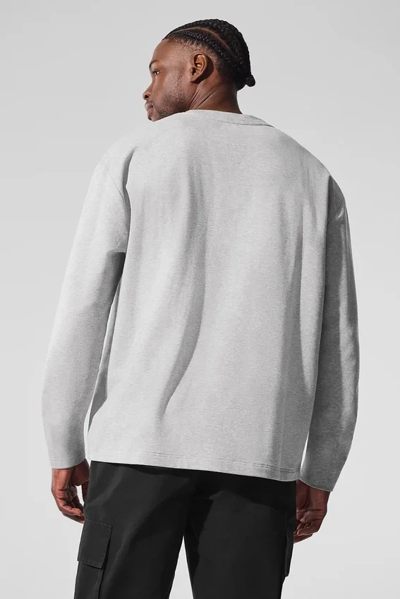 Double Take met lange mouwen en ronde hals - Athletic Heather Grey