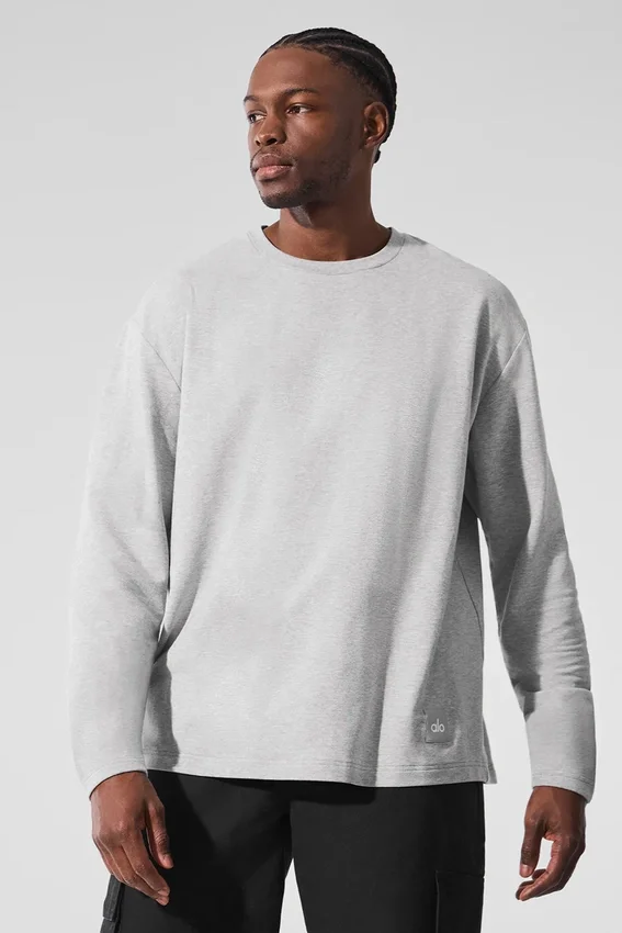 Double Take met lange mouwen en ronde hals - Athletic Heather Grey