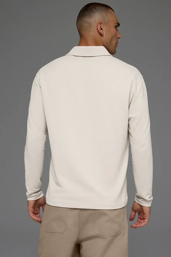 Double Take-polo met lange mouwen - Bone