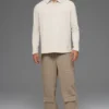 Double Take-polo met lange mouwen - Bone
