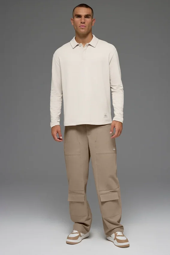 Double Take-polo met lange mouwen - Bone