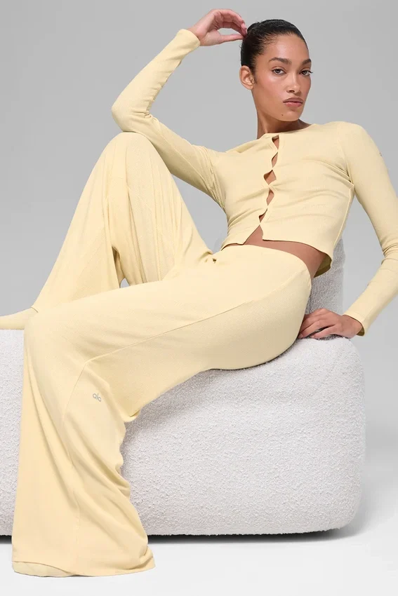 Dreamlight Straight-broek met middelhoge taille – Candlelight Yellow