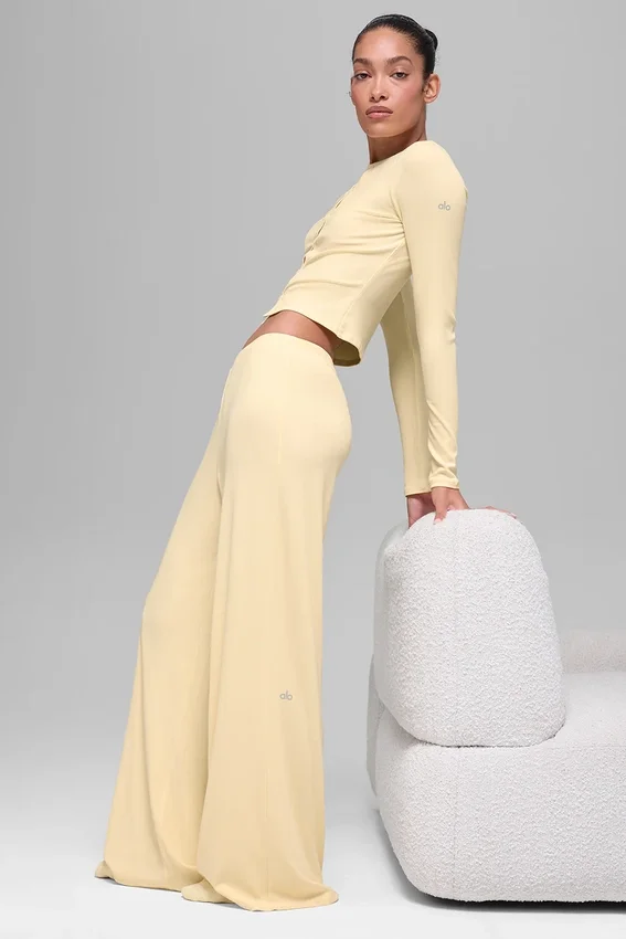 Dreamlight Straight-broek met middelhoge taille – Candlelight Yellow