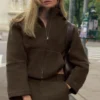 Dubbelzijdig wollen City Girl-jasje - Espresso