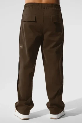 Edition suède broek met rechte pijpen – Espresso