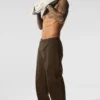 Edition suède broek met rechte pijpen - Espresso