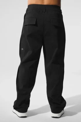 Edition Sueded Straight Leg Broek – Zwart