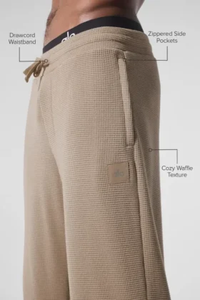Elevate Waffle broek met rechte pijpen – Gravel