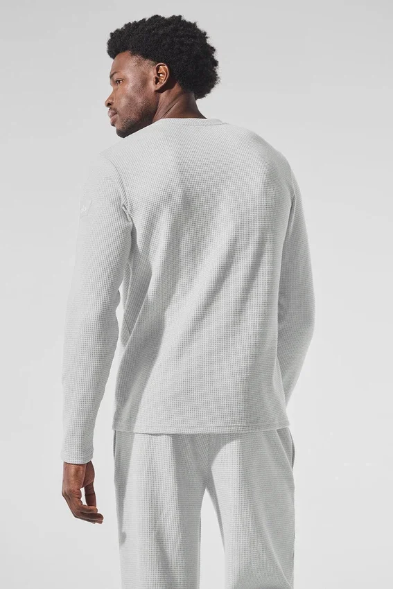 Elevate Waffle T-shirt met lange mouwen en ronde hals - Athletic Heather Grey