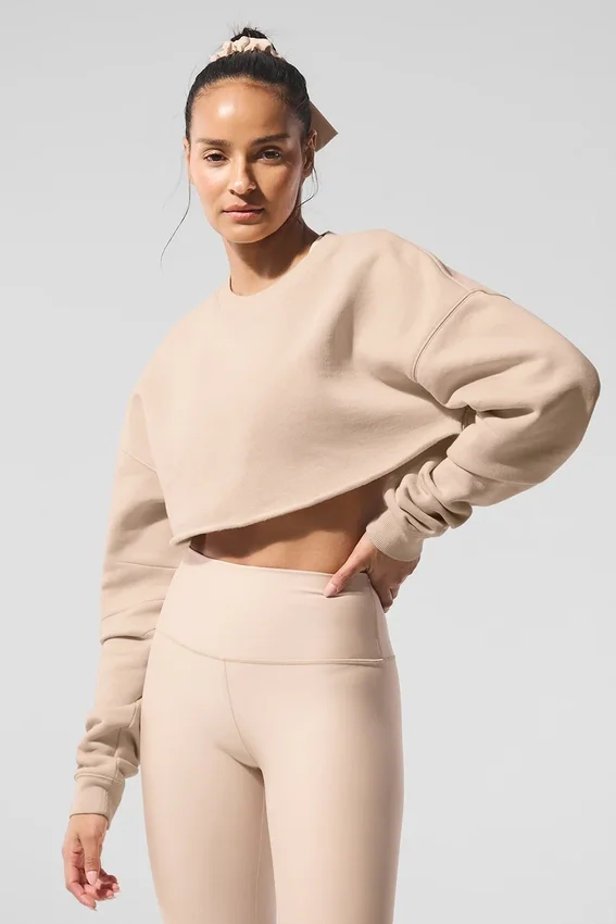 Extreme Cropped Trui - Macadamia