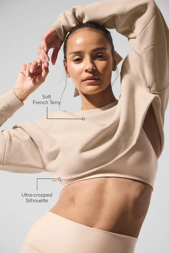 Extreme Cropped Trui - Macadamia