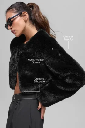 Faux Fur Chic Cropped Jacket – Zwart