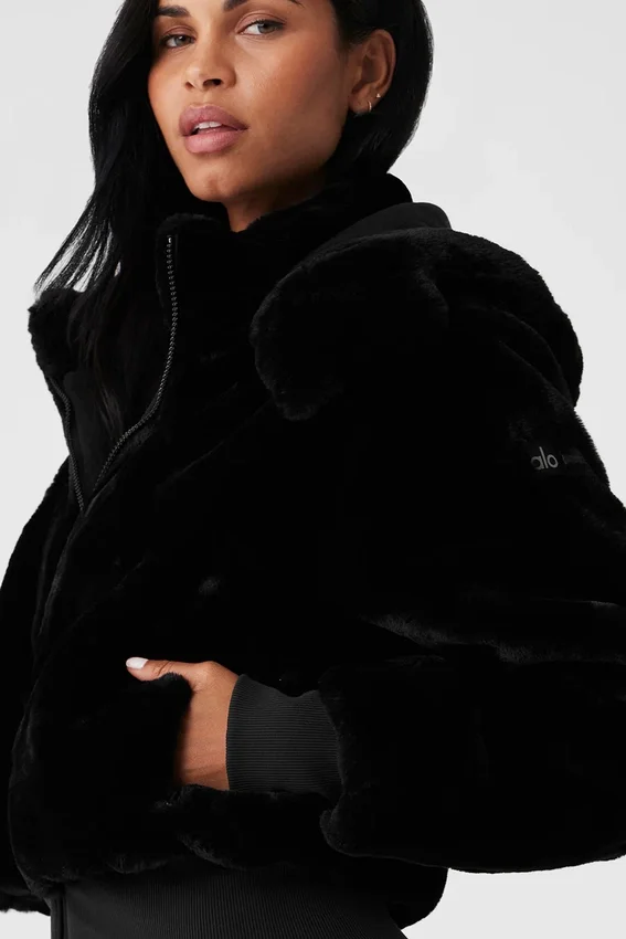 Faux Fur Foxy-jas - Zwart