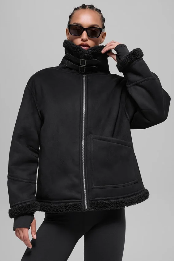 Faux Shearling Grand-jas - Zwart