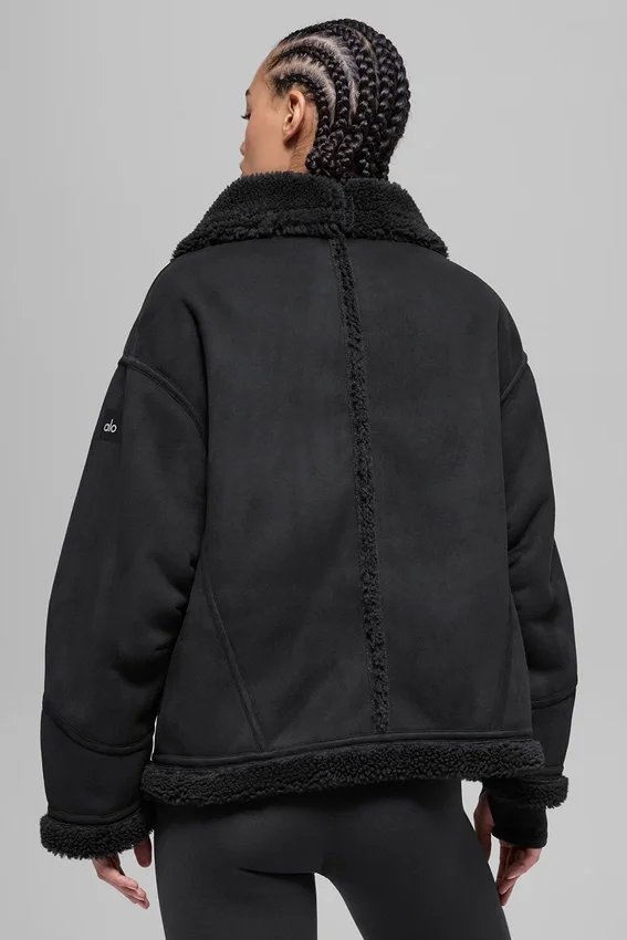 Faux Shearling Grand-jas - Zwart